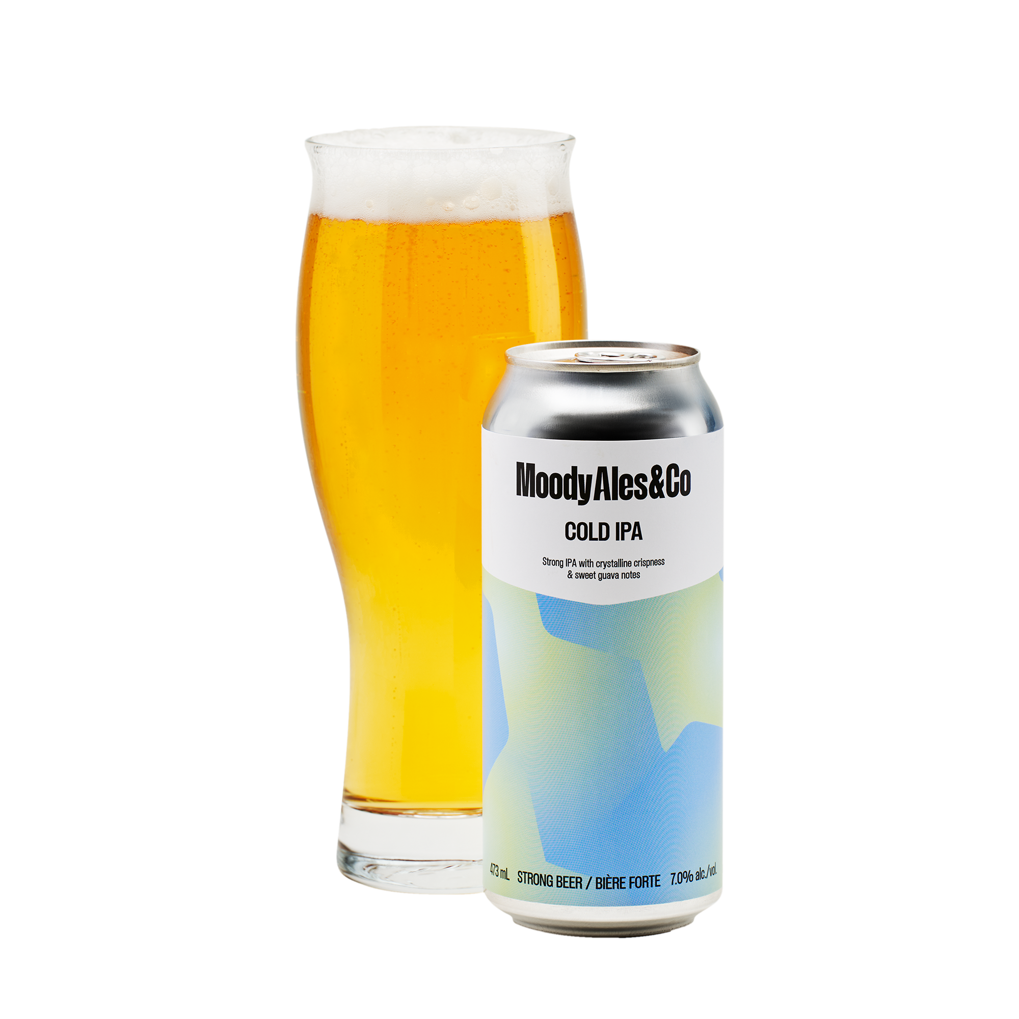 cold ipa can and beer in glass