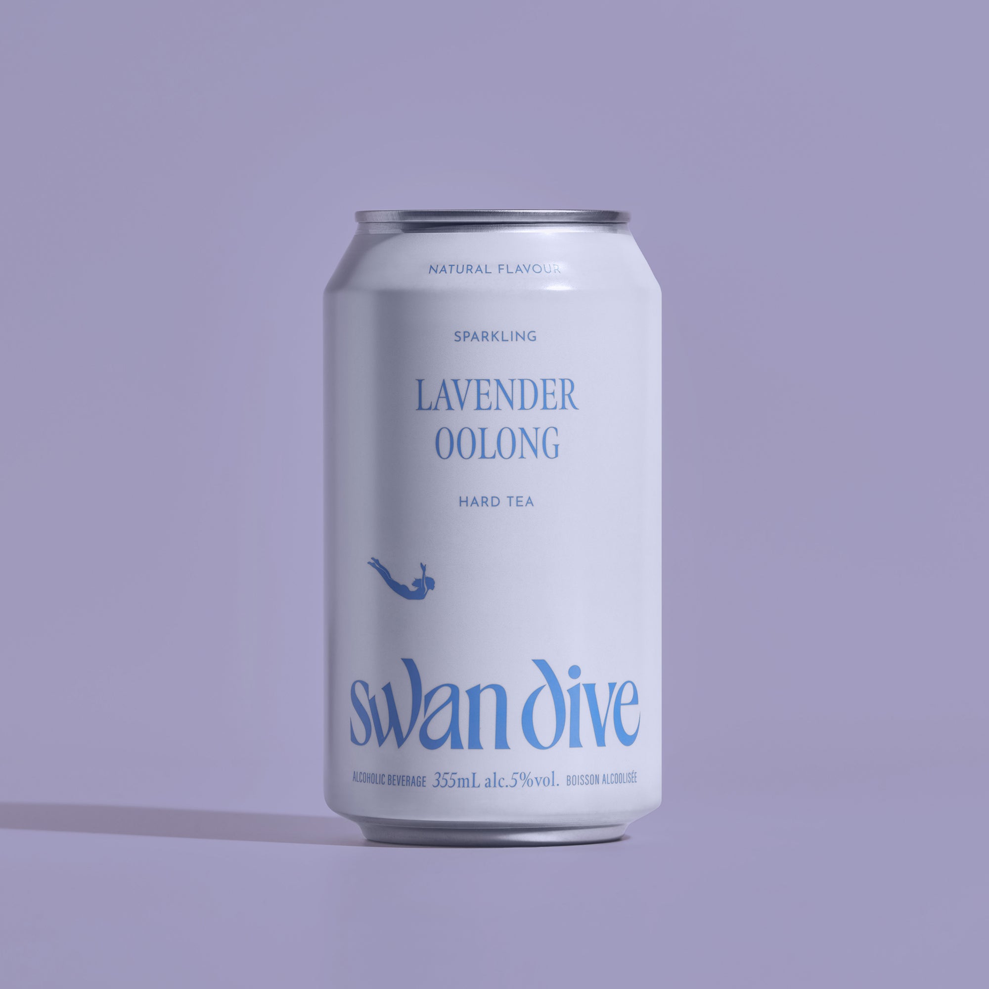swan dive lavender oolong sparkling hard tea can